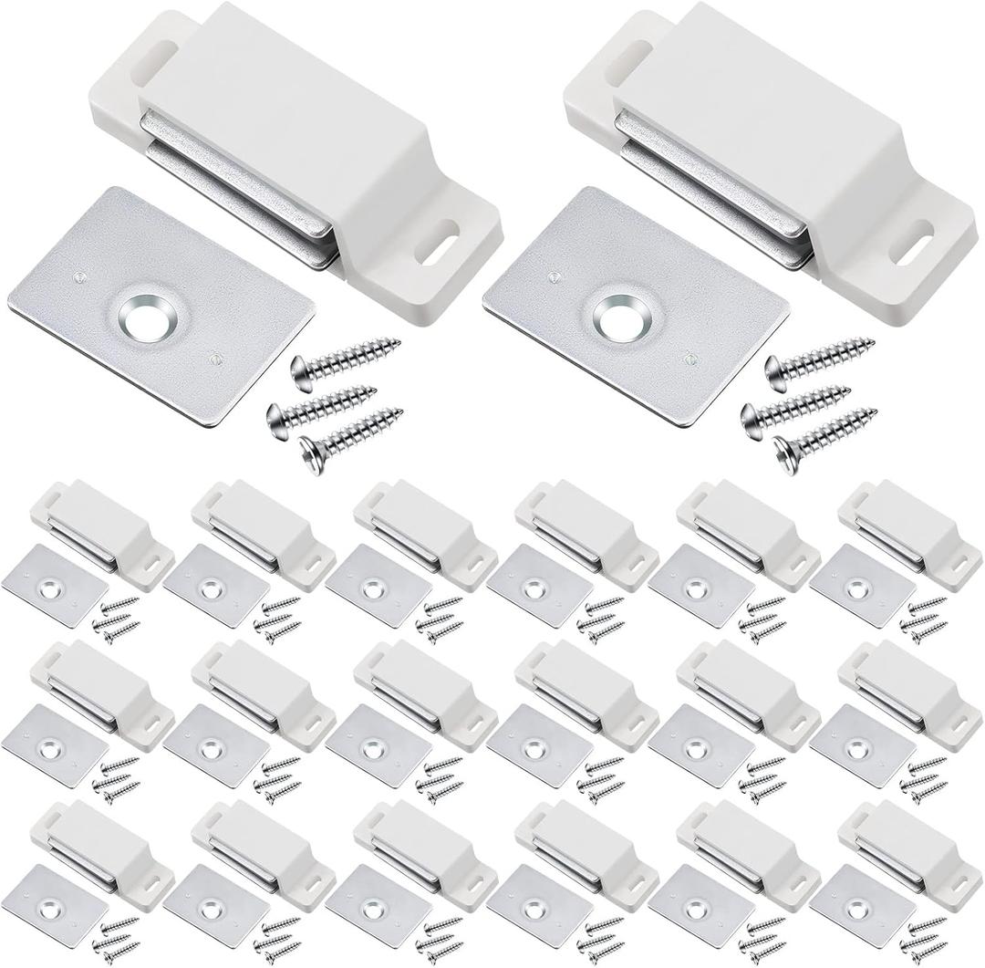 Moxweyeni Single Magnetic Catch Kitchen Cabinet Magnets Heavy Duty 15lb Cabinet Magnetic Catch Zinc Cupboard Door Magnets Window Drawer Latch Closet Closing Closures (White)