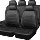 CAR PASS Universal Reflect Piping Leather Car Seat Cover, Fit for suvs,Van,Trucks,Airbag Compatible,Inside Zipper Design and Reserved Opening Holes (Full Set, Black and Grey)