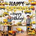 3 x Construction Birthday Party Supplies  Banner, Backdrop, Hanging Swirls, Honeycomb Centerpieces, Foil Balloons for Boys 2nd 3rd Birthday Construction Party Decorations