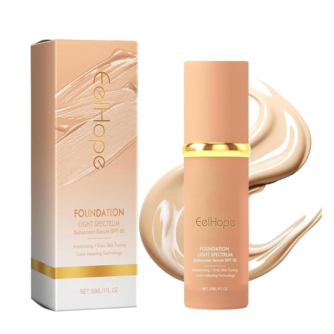 4 in 1 Foundation Liquid, Foundation Medium Spectrum, Hydrating Medium Full Coverage Concealer Foundation with SPF 50+, Color Changing Foundation Light Spectrum