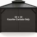 Hugline Gazebo Universal Replacement Privacy Curtain 10' x 10' Gazebo Side Wall Outdoor Privacy Panel with Zipper (Black)