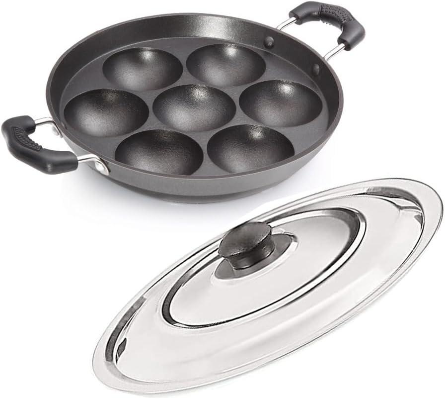 Satre Online and Marketing Very Small Size Heavy Induction Base Appam Pan 7 Cavity