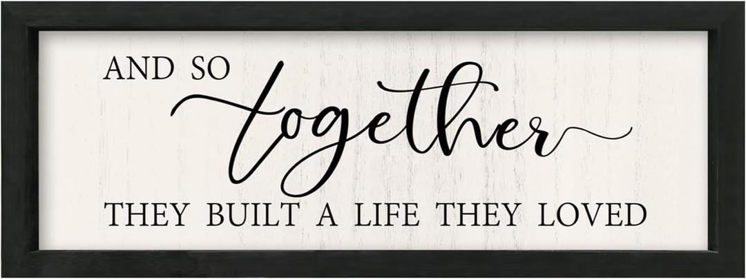 LuZhiQiang Master Bedroom Above Bed And So Together They Built A Life They Loved Farmhouse Wall Decor 16"6" Rustic Home Sign Small Wood Framed for Over Bed Hanging Wall Art (Black) LuZhiQiang Master Bedroom Above Bed And So Together They Built A Life They Loved Farmhouse Wall Decor 16"6" Rustic Home Sign Small Wood Framed for Over Bed Hanging Wall Art (Black)