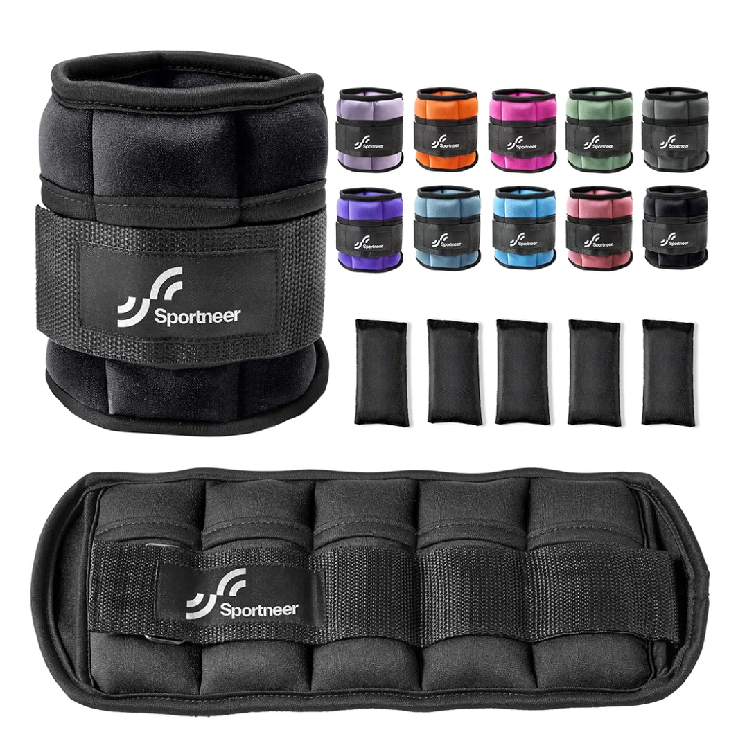 Sportneer Adjustable Ankle Weights 1 Pair 2-10 Lbs Leg Weight Straps for Women Men, Weighted Ankle Weights Set for Gym,Fitness, Workout,Walking, Jogging,1-5 lbs Each Ankle, 1 Pair 2-10 lbs