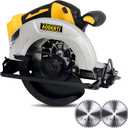 AODERTI Cordless Circular Saw for DEWALT 20V MAX Battery, 7-1/4 Inch Brushless Power Circular Saws, 0-50 Degree Level Capability, Lightweight with 2 Blades for Plastic, Wood working Tool Only