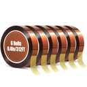 Heat Tape, High Temperature Heat Resistant Tape for Sublimation, 6 Rolls 10mm*16m(52FT) Polyimide Heat Tape for Sublimation Press Vinyl, Soldering, Electronics, No Residue