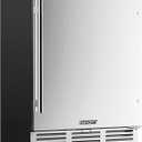 EUHOMY 24 Inch Beverage Refrigerator, Built-in and Freestanding Beverage Cooler 180 Can, Under Counter Beverage Fridge with Stainless Steel Door, Outdoor Refrigerator for Soda, Beer, Wine