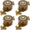 Brass Cabinet Knobs, Vintage Retro Mushroom Drawer Knobs with Backplate, Dresser Pull Handles for Kitchen/Cupboard/Wardrobe/Cabinet (Gold, 4 Pieces)