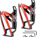 ROCKBROS Bike Water Bottle Holder Ultra-Light Bicycle Bottle Cages with Screws Tool, Universal Bike Cup Holder for Road MTB Mountain Bikes Cycling Accessories2 Pack (blackred+blackred)