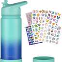 mininoo Kids Water Bottle for School, 16oz Stainless Steel Insulated Water Bottle Kids with Straw Lid for Girls, Boys (Sky/Blue)