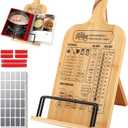 Cookbook Stand for Kitchen Counter, Wood Cookbook Stand with Measurement Conversion Chart, Foldable Adjustable Recipe Book Stand, Essential Accessories for Holding Cookbooks