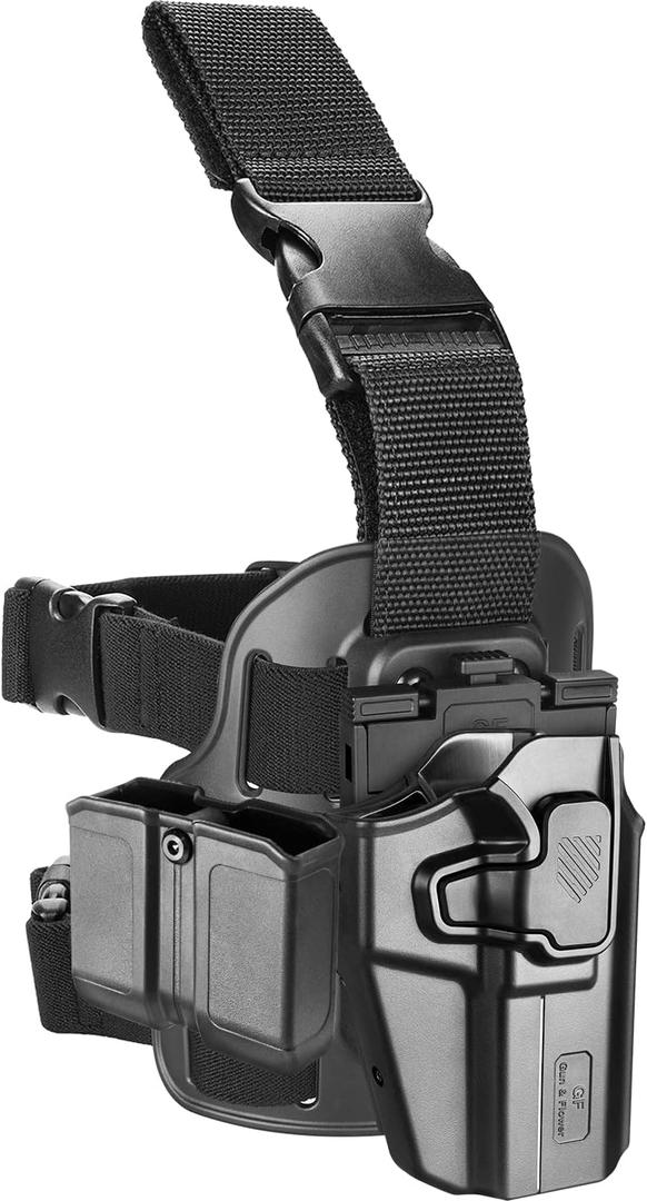 Universal Tactical Drop Leg Holster, Optic Cut-Fit Most Pistol, Thigh Holster for Glock 17 19 19X 43X 26, Beretta 92FS, M&P 9mm/.40, Sig P320, Hellcat Pro, Echelon 4.0C/4.5F, Canik TP9 SFx,1911 & More
