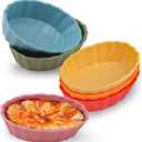 Koluti 4oz Oval Silicone Ramekins set of 6, Oven Safe Creme Brulee Dishes, Mini Souffle Pudding Quiche Baking Pan, Dessert Dipping Sauce Bowls, BPA Free, Microwave & Freezer & Dishwasher Safe