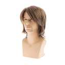 Sallcks Mens Short Brown Natural Straight Layered Synthetic Hair Wig for Daily Party Halloween