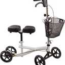 Roscoe Medical Knee Walker Scooter for Adults, Foldable Leg Scooter for Broken Foot, All Terrain Adjustable Knee Crutch Scooter, White