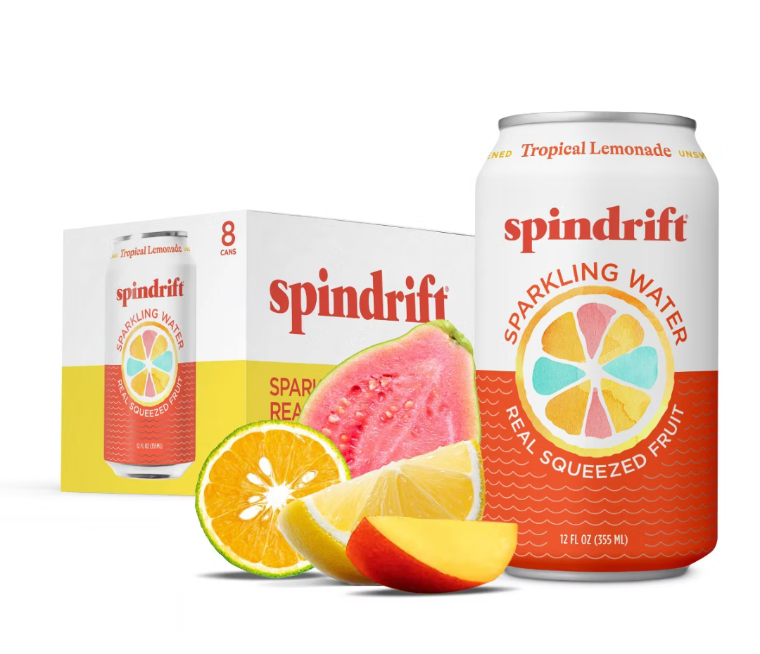 Spindrift Sparkling Water Tropical Lemonade Pack Can 12 Ounce (Pack of 24) 01/22/26