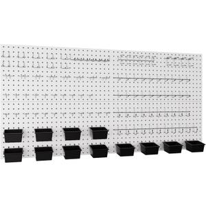 INCLY 158PCS Metal Pegboard Wall Organizer, 48x24 Inch White Pegboard Panels Tool Organizer Kit with Accessories Hooks and Bins, Peg Board Utility Tool Storage for Garage Workbench Shed