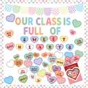 2 x Valentines Bulletin Board Decorations - 120pcs Heart Cutouts Name Tags Valentine's Day Party Supplies Classroom Chalkboard Wall Door Decor