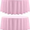 Round Tablecloth 120 Inch 2 Pack Pink Tablecloths Washable Decorative Linen Polyester Table Clothes Cover for Dining Table Banquets Buffet Parties and Wedding