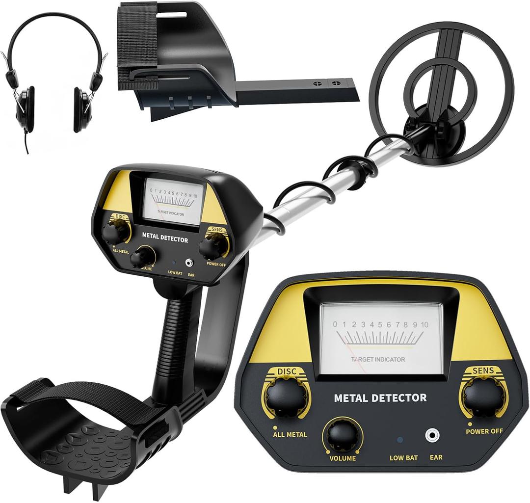 Metal Detector for Adults & Kids - Lightweight 2.8lbs with 8" Search Coil, Adjustable Stem for Beach, Gold & Coin Hunting with Headphones - Easy to Use for Beginners, Gift for Boys & Girls