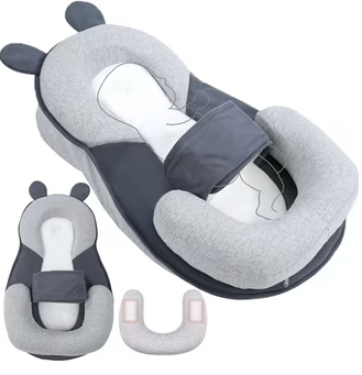 Rootling Baby Feeding Pillow, Anti Overflow Feeding Pillow for Reducing Spit-Up, Safety Nursing Pillow, Baby Lounger Reflux Wedge Breastfeeding, Removable top and Bottom (Small, Gray)