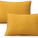 Corduroy Throw Pillow Covers 20x12 Set of 2  Boho Decorative Pillow Covers for Couch, Sofa, Bed  Soft Rectangle Cushion Covers for Living Room Decor (No Insert) Butter Yellow