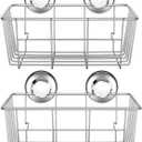 Suction Cup Shower Caddy Basket for Shampoo Combo Organizer Basket Stainless Steel Holder for Bathroom Storage，Pack of 2