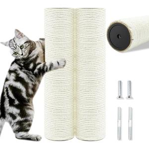 Cat Scratching Post Replacement Pole2 PCS 11.81in Cat Tree Replacement PostNatural Sisal Cat Tree Replacement Parts with M8 ScrewsCat Scratch Post Replacement for Refurbishment (11.8in/30cm)