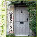 Jetec Hello Spring Wooden Porch Sign Large 37.5 Inch Front Door Welcome Hanging Sign Rustic Decorations for Home Front Porch Door Indoor Outdoor Decor(Spring Style)