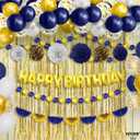 KatchOn, Gold and Blue Birthday Decorations Set - Big, Pack of 47 | Happy Birthday Banner, Balloons, Pom Poms, Swirls | Happy Birthday Decorations | Blue and Gold Party Decorations