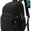 Laptop Backpack for Women College Travel,Quilted Daypack Bookbag for School Teen Girls Mochilas Mujer,Beige (15,6 inch)