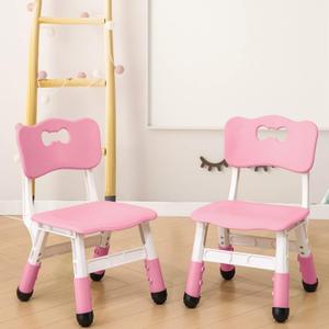 Adjustable Kid Chairs Indoor 3 Level Adjustable Suitable for Children Age 2-6. Maximum Load-Bearing 220LBS Suitable for Family Classroom and Nursery Child Seat Set (2-Pack-Pink), 11.8 inches x 11 inches x 22.4 inches