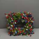 Patriotic Wreath, 4th of July Wreaths, with American Flag Bow, Red White Blue Floral Decorative Door Wreath (1, 18inch) Memorial Wreaths