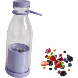 Appreciarel Blender, Portable Blender, Portable Cordless Juicer Fruit Juicers for Smoothies Bottle, For Shakes and Smoothies with 15 OZ Bpa Free Travel Cup and Lid (Purple)