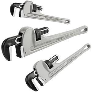 MAXPOWER Pipe Wrench Set 10" 14" 18", Aluminum Plumber Wrenches, Straight Plumbing Wrench