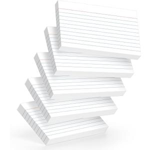 250 Count White Index Cards 3x5 Inch - 180gsm Heavyweight Flash Card (50 Sheets Each), Durable & Portable Note Taking for Students, Teachers, Study Flashcards for Office Home School Supplies
