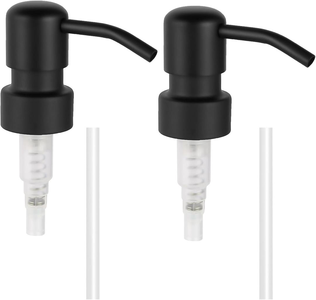 Stainless Steel Black Soap Dispenser Pump,28MM Soap Pump Replacement for Sanitizer, Lotion, Shampoo, Conditioner (2 Pack)