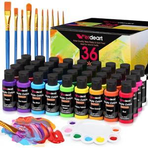 Acrylic Paint Set - 36 Colors 2 oz/59 ml Acrylic Paints for Professional Artists with 10 Brushes , Art Supplies for Painting Canvas Rock Wood Ceramic Glass Art Craft Painting, Rich Pigments Lasting Quality for Beginners, Students & Professional Artist