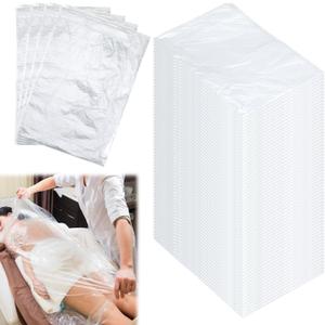 200pcs Plastic Sheeting for Body Wrap, 86x47 Inch Sauna Bag Liners, Disposable Sauna Wrap, Thicken Bag Infrared Blanket for Beauty, Sauna Accessories for Beauty Salon Spa Therapy