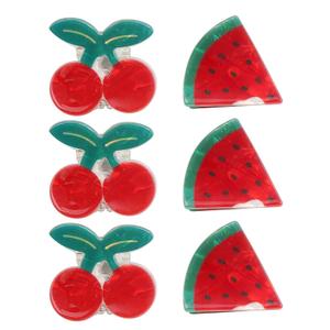 DXYAKY 6 PCS Small Acetate Hair Claw Clips,1.4 Inch Mini Updo Hair Jaw Clamp,Watermelon & Cherry Cute Clips for Thin Hair,French Style Barrettes Non-slip Fashion Hair Accessories for Women Girls