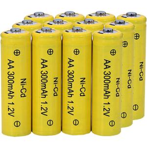 FULIN 12 Packs 1.2V AA 300mAh Ni-Cd Rechargable Batteries for Solar Lights, Lawn Landscape Lighting