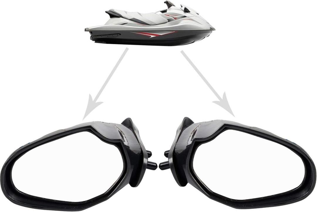 (Pair) Side Mirror Compatible with Yamaha WaveRunner VX110 VX Deluxe, VX Sport, VX Cruiser 2005-2009, Jet Ski Rear View Mirror Set Replacement, Driver & Passenger Side (Left & Right)