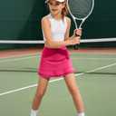 Hvididan Girls Tennis Skirts A-line Skorts Golf Skirts Layered Ruffle Athletic Skirts with Pockets Rose Pink 13-14 Years