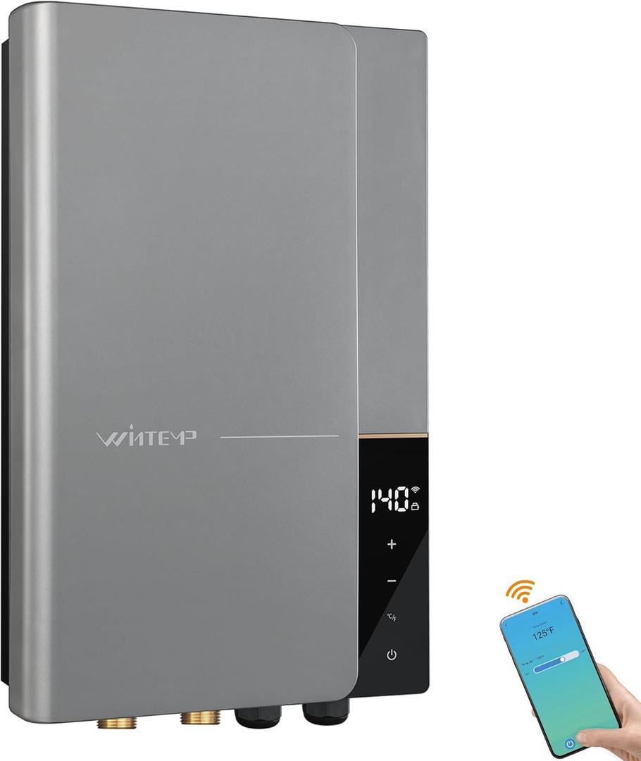 Electric Tankless Water Heater WINTEMP 27kW 240V, Whole House Hot Water Supply, On Demand Instant Endless Water Heater, with LED Temperature Display, WiFi Control, Up to 6.3 GPM, ETL Certified