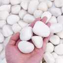 15 lbs White Rocks for Landscaping, 1-2 inch Large White Rocks for Plants, Decorative Polished Stones for Garden, Walkways, Yard, Plants Pots, Vases, Crafts