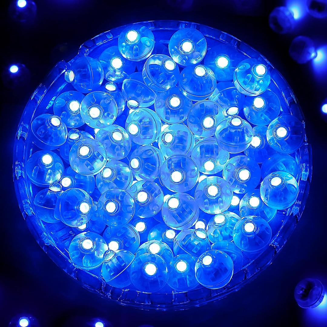 ZGWJ 100PCs Flash Mini Led Lights for Paper Lantern, Blue Led Balloons Light up Balloons for Neon Party Lights Easter Eggs Christmas Halloween Birthday Party Wedding Decoration