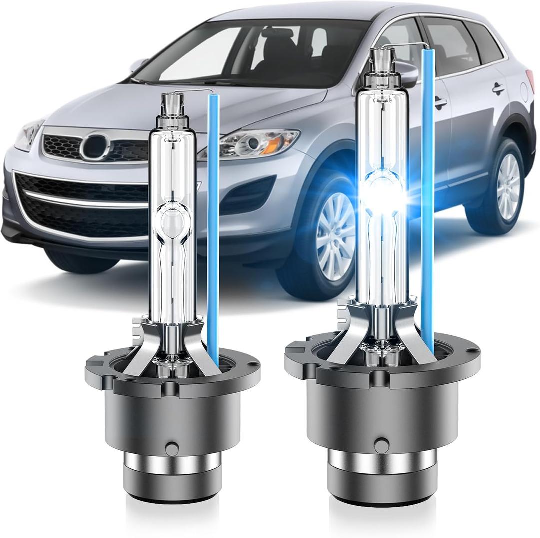 Fit for Mazda 2007-2012 CX9 CX7 2006-2013 Mazda 3 5 6 2006-2015 Miata MX5 D2S HID Xenon Headlight Bulbs, 350% Brightness, Low Beam Light Bulb, 8000K White Blue, Plug and Play, Pack of 2