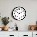 Wall Clock Small Analog 8 Inch Silent Non Ticking Battery Operated Modern Simple Decorative for Kitchen Office Bedroom Bathroom Living Room(Black)