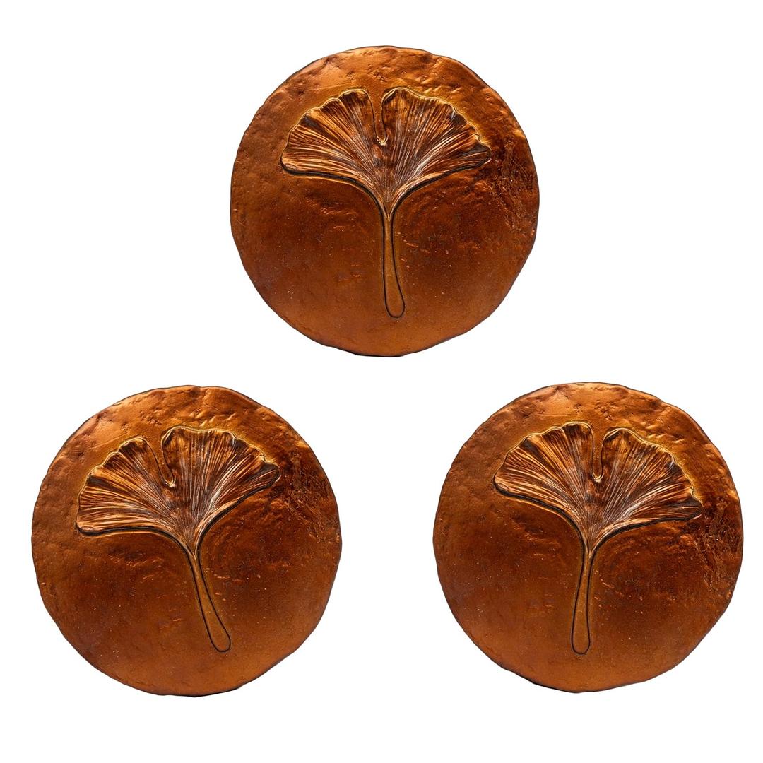 Stepping Stones Outdoor Set of 3, 10.8" Antique Ginkgo Bronze Garden Stones Outdoor Decorative Set Grandma Mothers Day Gifts, Garden Memorial Stone for Loved Ones, Backyard Pathway Pavers, Walkway