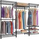 VIPEK V5 Heavy Duty Clothes Rack, Portable Closet Wardrobe with 4 Hanging Rods & 8 Shelves, Freestanding Adjustable Garment Rack for Bedroom, Walk-in Closet, 890 lbs Capacity, Black, 68.9" L